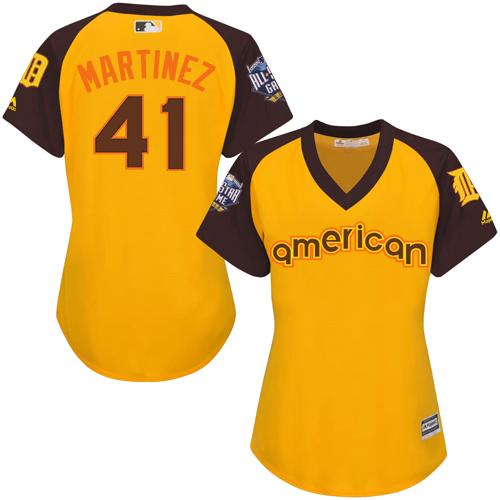Tigers #41 Victor Martinez Gold 2016 All-Star American League Women's Stitched MLB Jersey - Click Image to Close